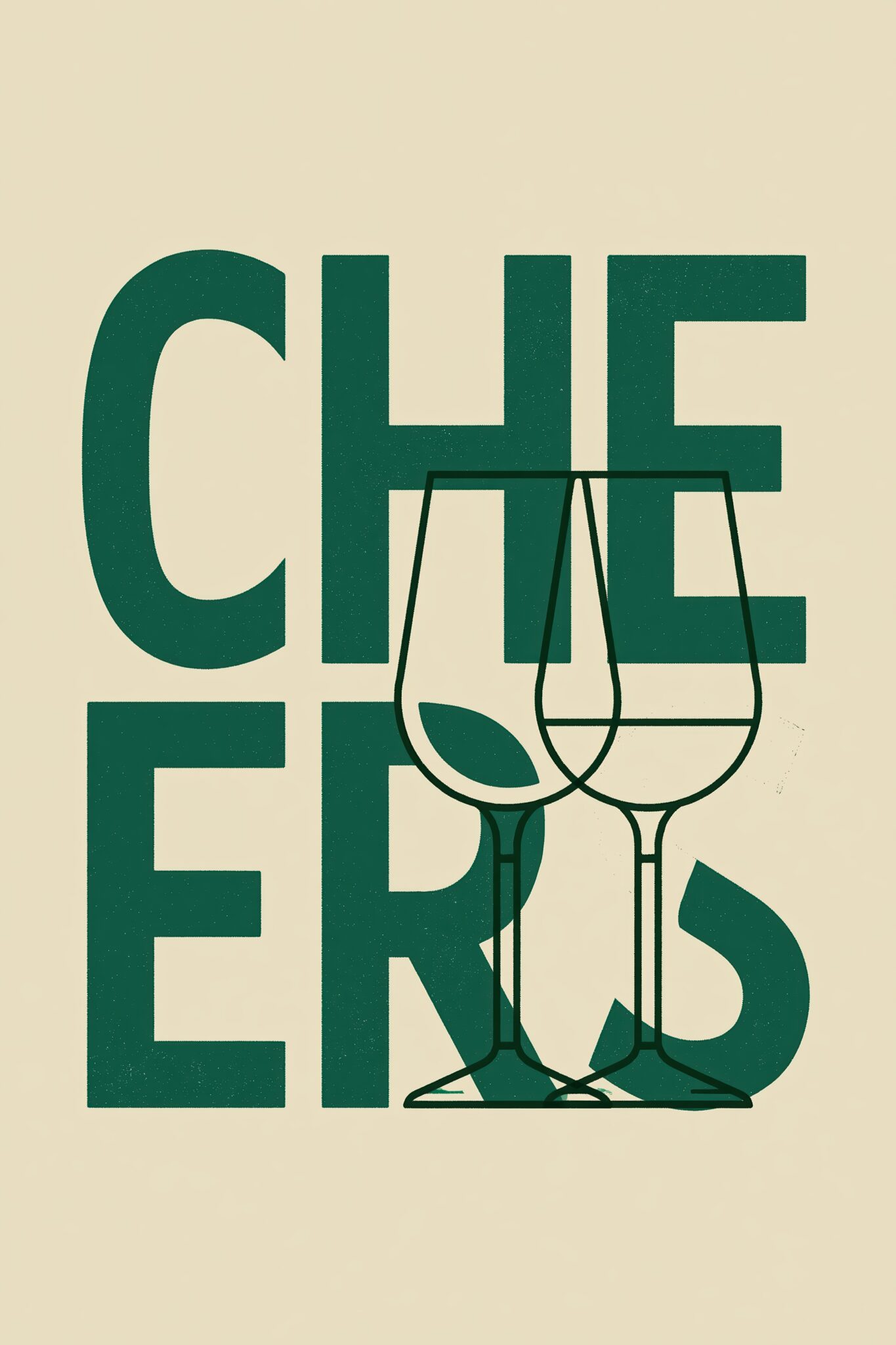 Grafik Poster Cheers Gläser minimalistisch beige grün