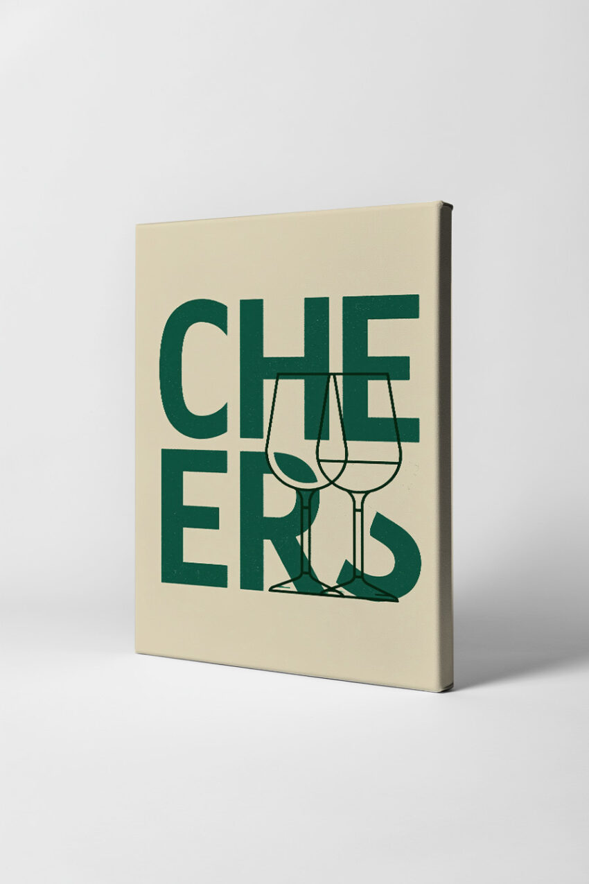 Grafik Poster Cheers Gläser minimalistisch beige grün