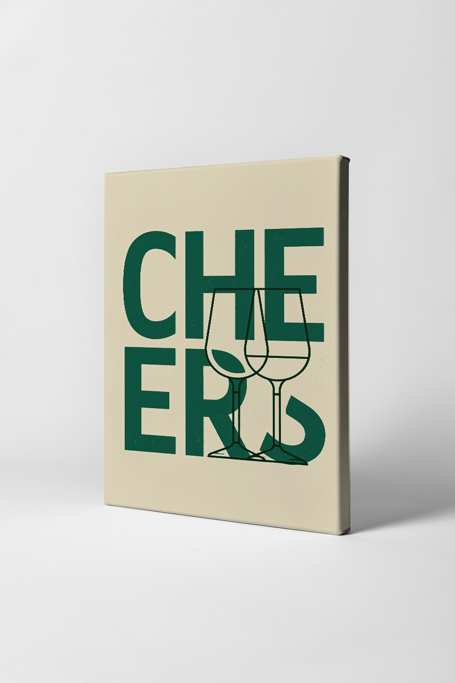 Grafik Poster Cheers Gläser minimalistisch beige grün