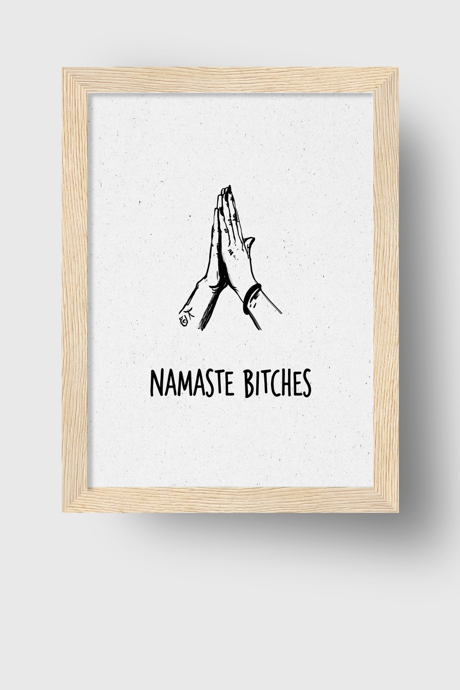 Illustration Poster Hände Gebet schwarz-weiß minimalistisch