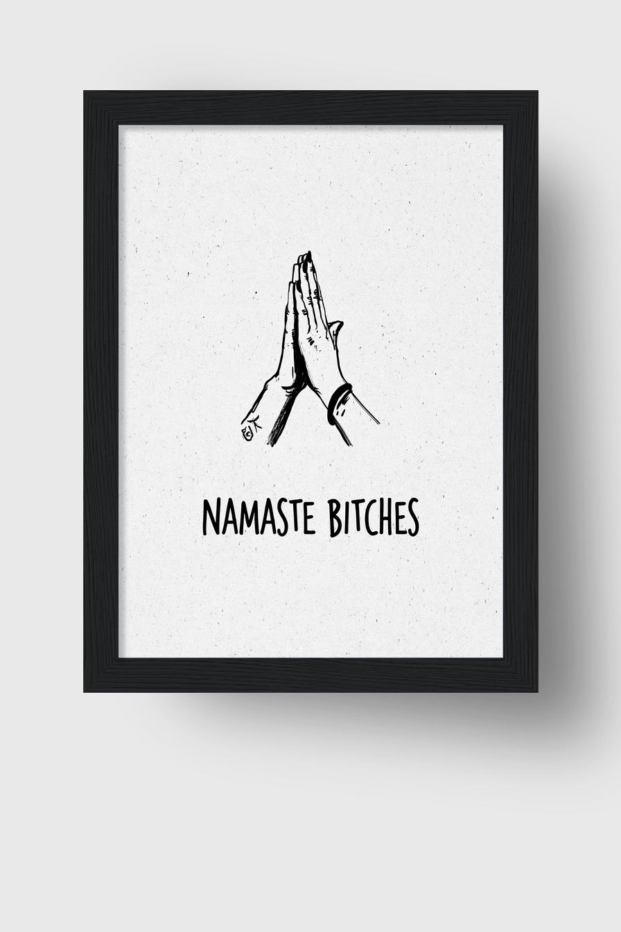 Illustration Poster Hände Gebet schwarz-weiß minimalistisch