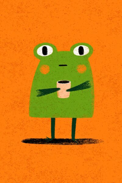 Frosch mit Tasse Poster