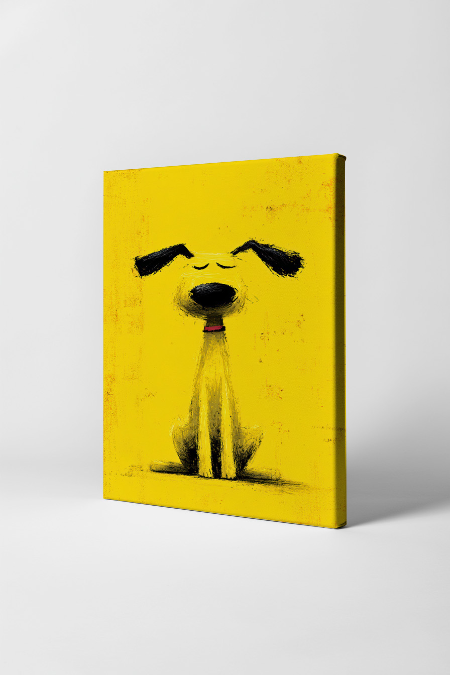 Digitale Kunst Poster Hund Schlappohren Gelb Schwarz