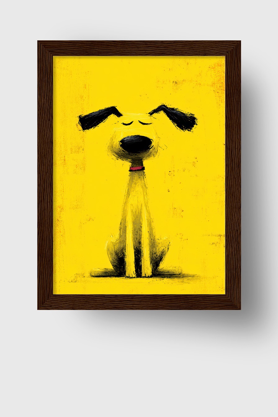 Digitale Kunst Poster Hund Schlappohren Gelb Schwarz