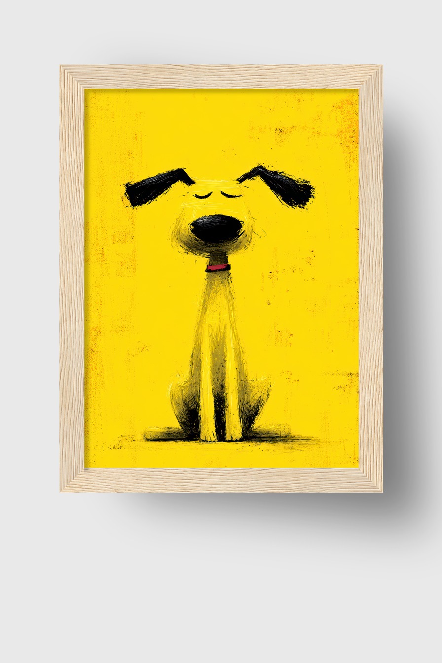 Digitale Kunst Poster Hund Schlappohren Gelb Schwarz