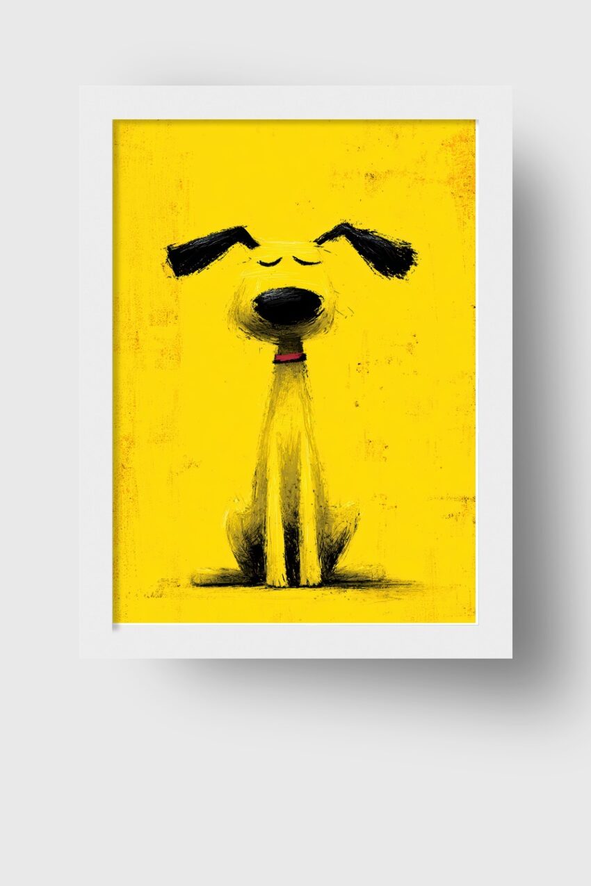 Digitale Kunst Poster Hund Schlappohren Gelb Schwarz