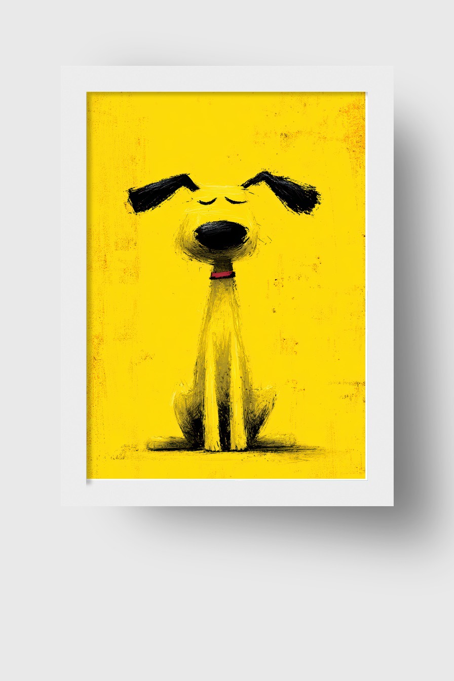 Digitale Kunst Poster Hund Schlappohren Gelb Schwarz