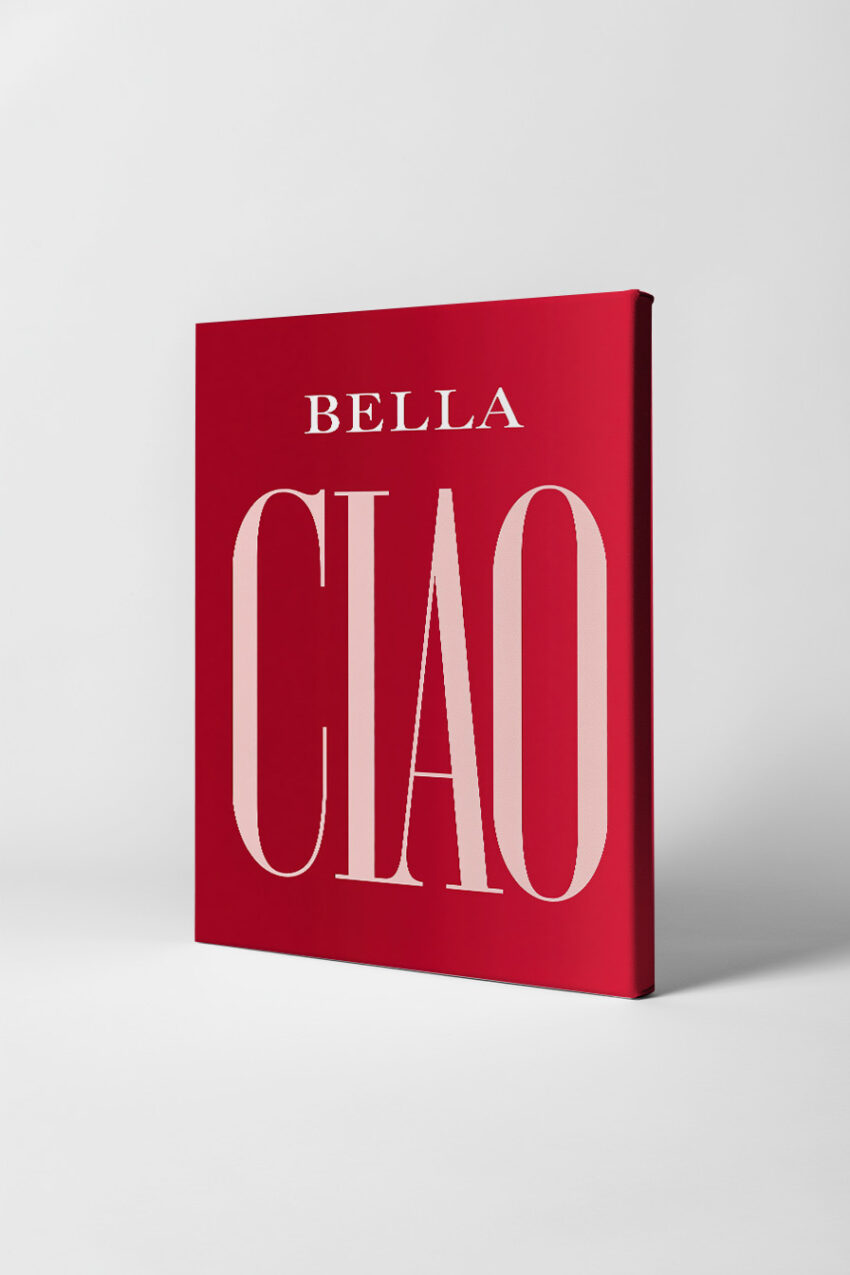 Minimalistisch Poster Schriftzug Ciao rot rosa