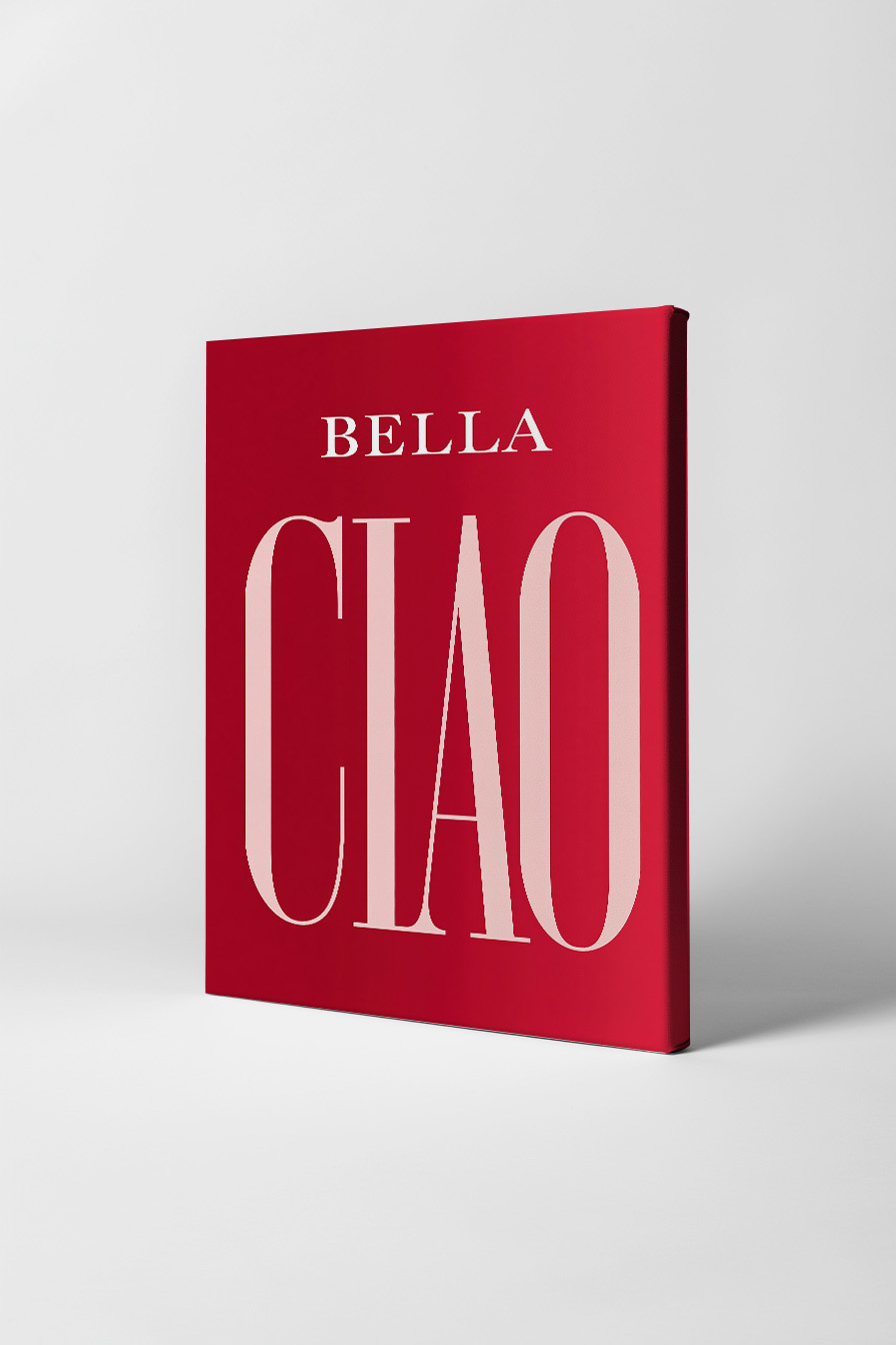 Minimalistisch Poster Schriftzug Ciao rot rosa