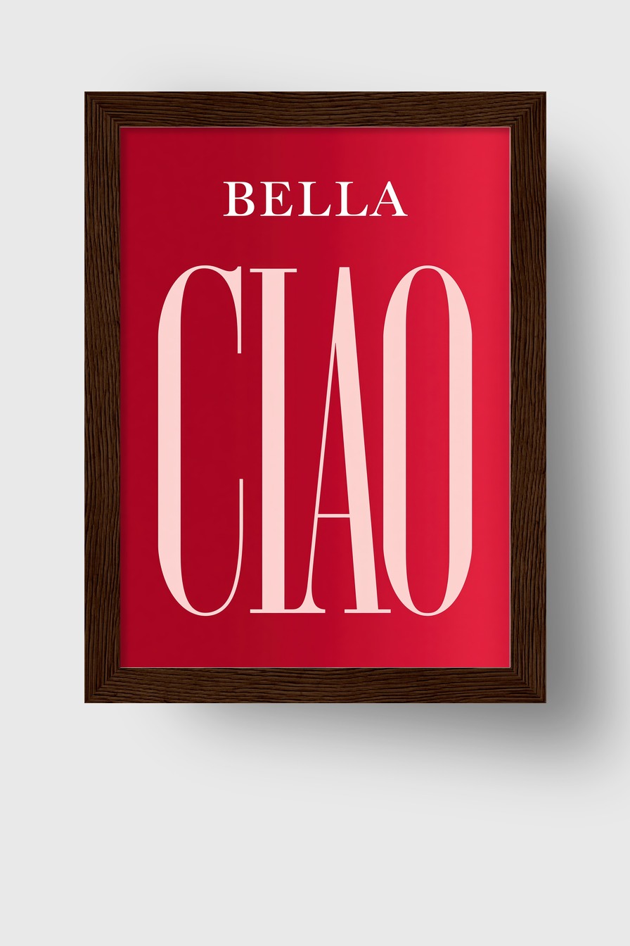 Minimalistisch Poster Schriftzug Ciao rot rosa