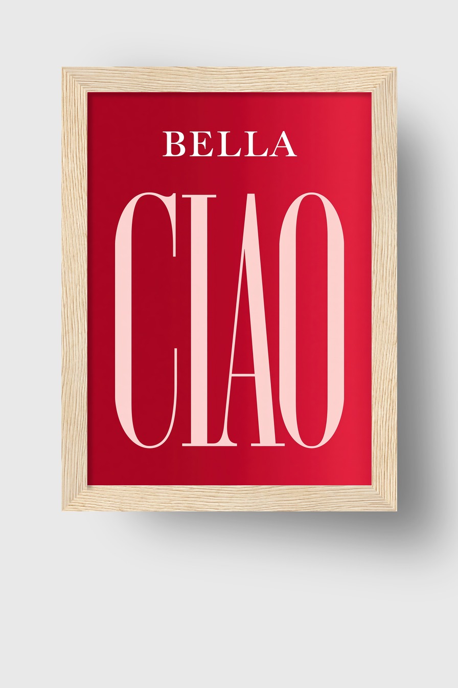 Minimalistisch Poster Schriftzug Ciao rot rosa