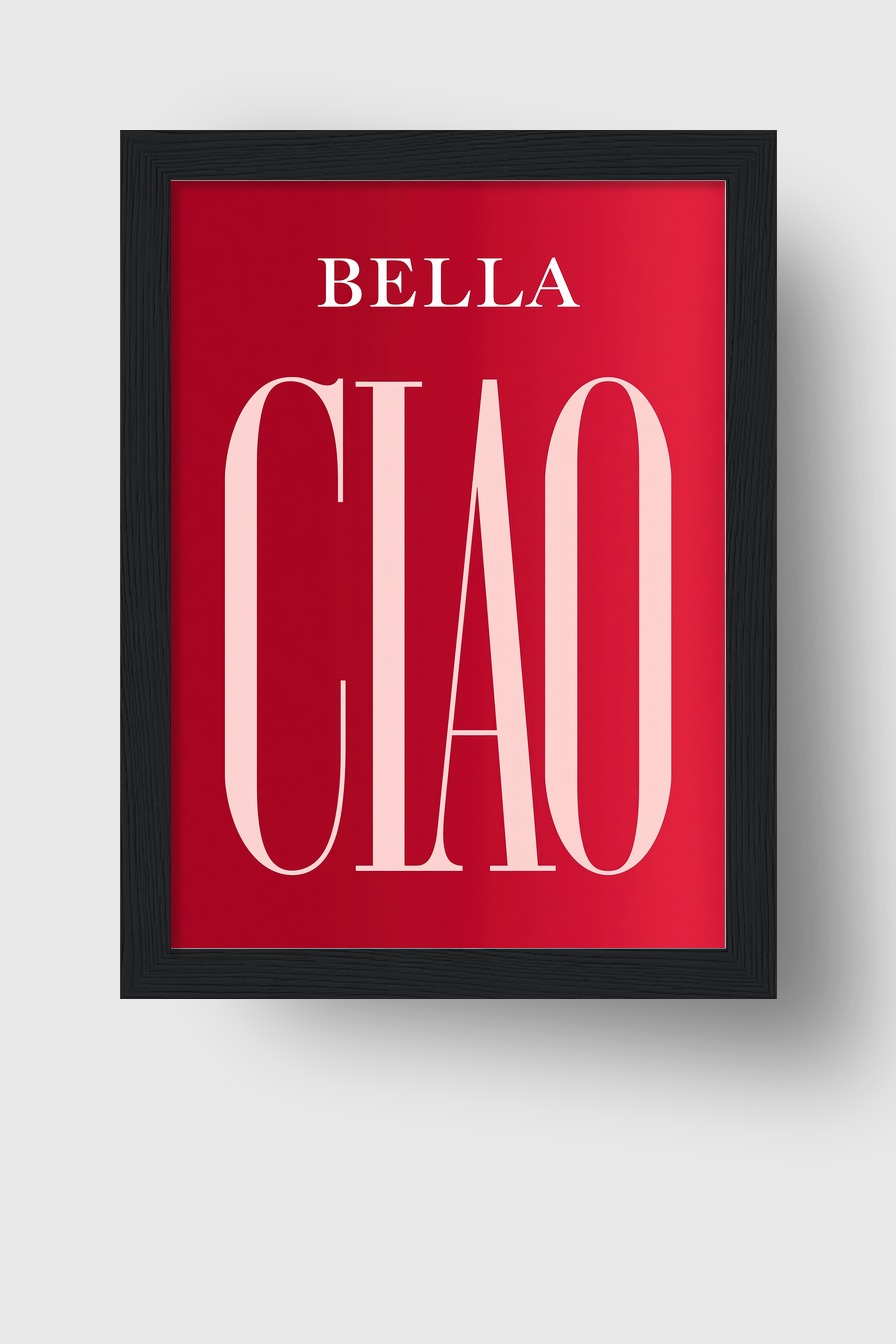Minimalistisch Poster Schriftzug Ciao rot rosa