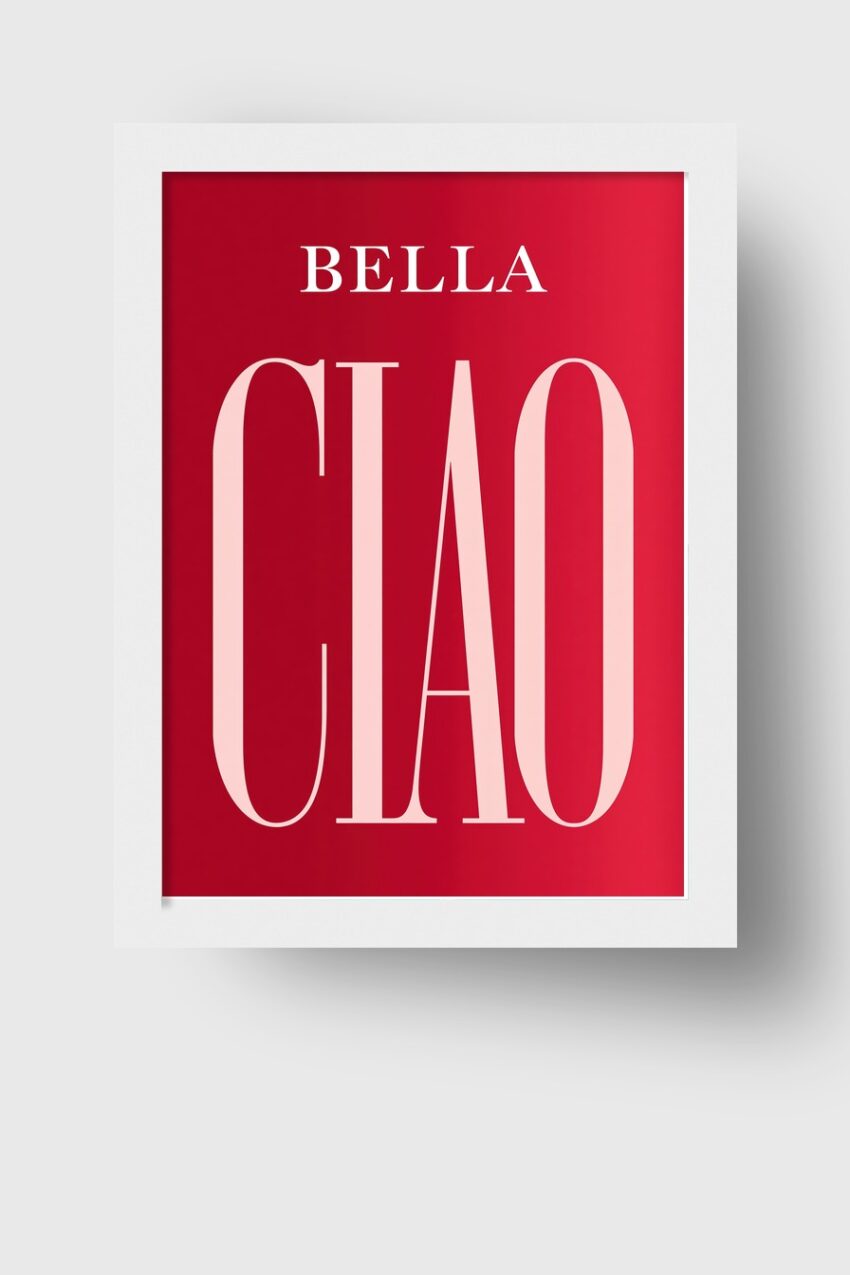 Minimalistisch Poster Schriftzug Ciao rot rosa