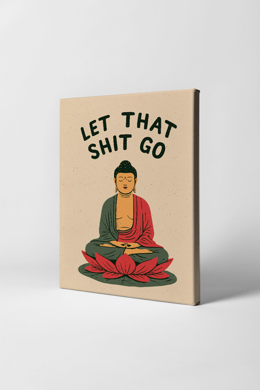 Illustration Poster Buddha sitzend Lotus minimalistisch rot grün