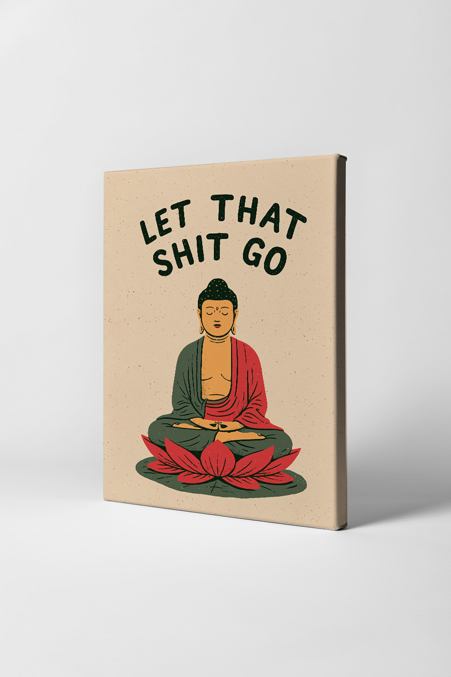Illustration Poster Buddha sitzend Lotus minimalistisch rot grün