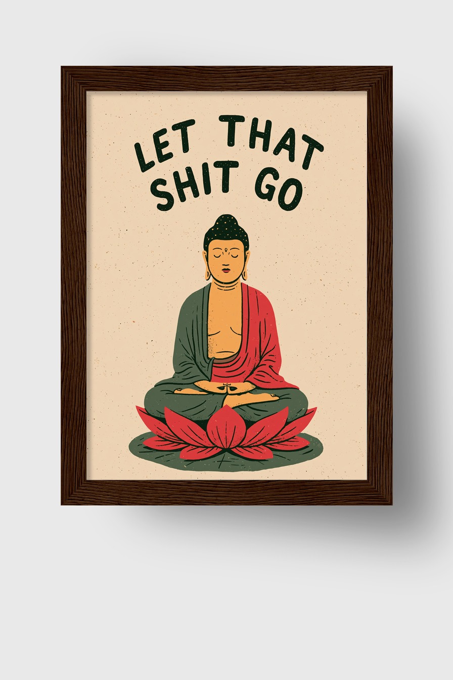 Illustration Poster Buddha sitzend Lotus minimalistisch rot grün
