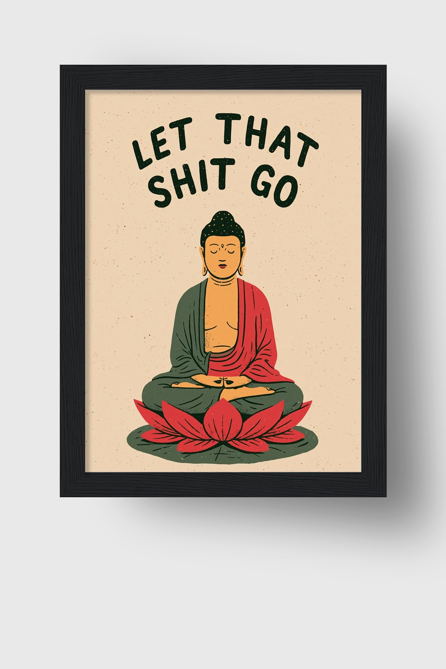 Illustration Poster Buddha sitzend Lotus minimalistisch rot grün