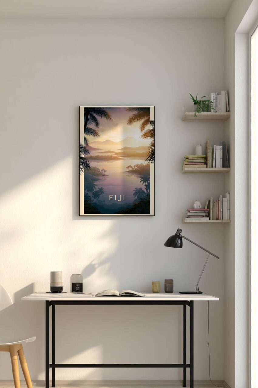 Illustration Poster Inseln Sonnenaufgang warm ruhig