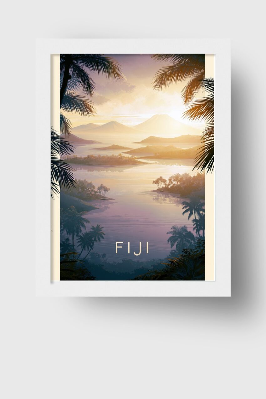Illustration Poster Inseln Sonnenaufgang warm ruhig