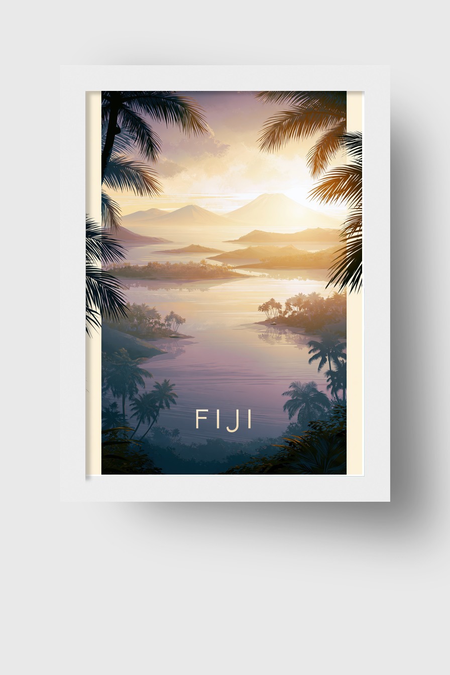 Illustration Poster Inseln Sonnenaufgang warm ruhig