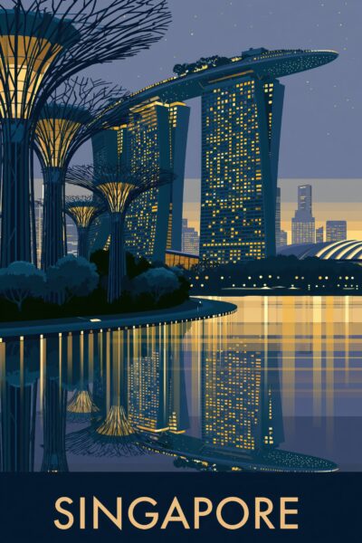 Marina Bay Sands Nacht Gerahmt