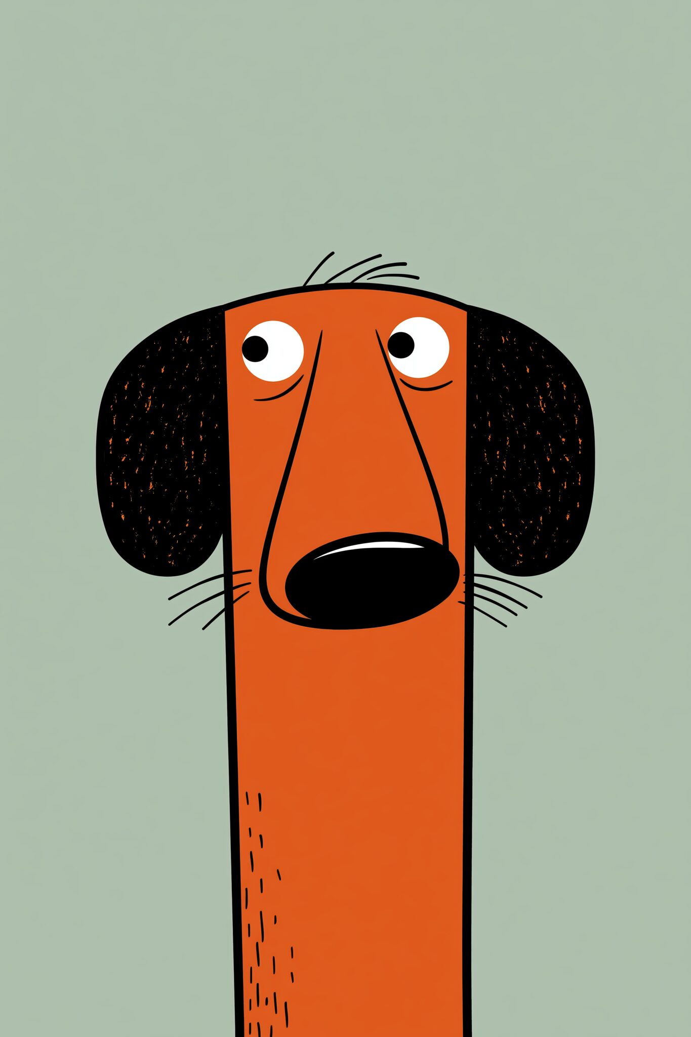 Illustration Poster Hund Kopf orange minimalistisch