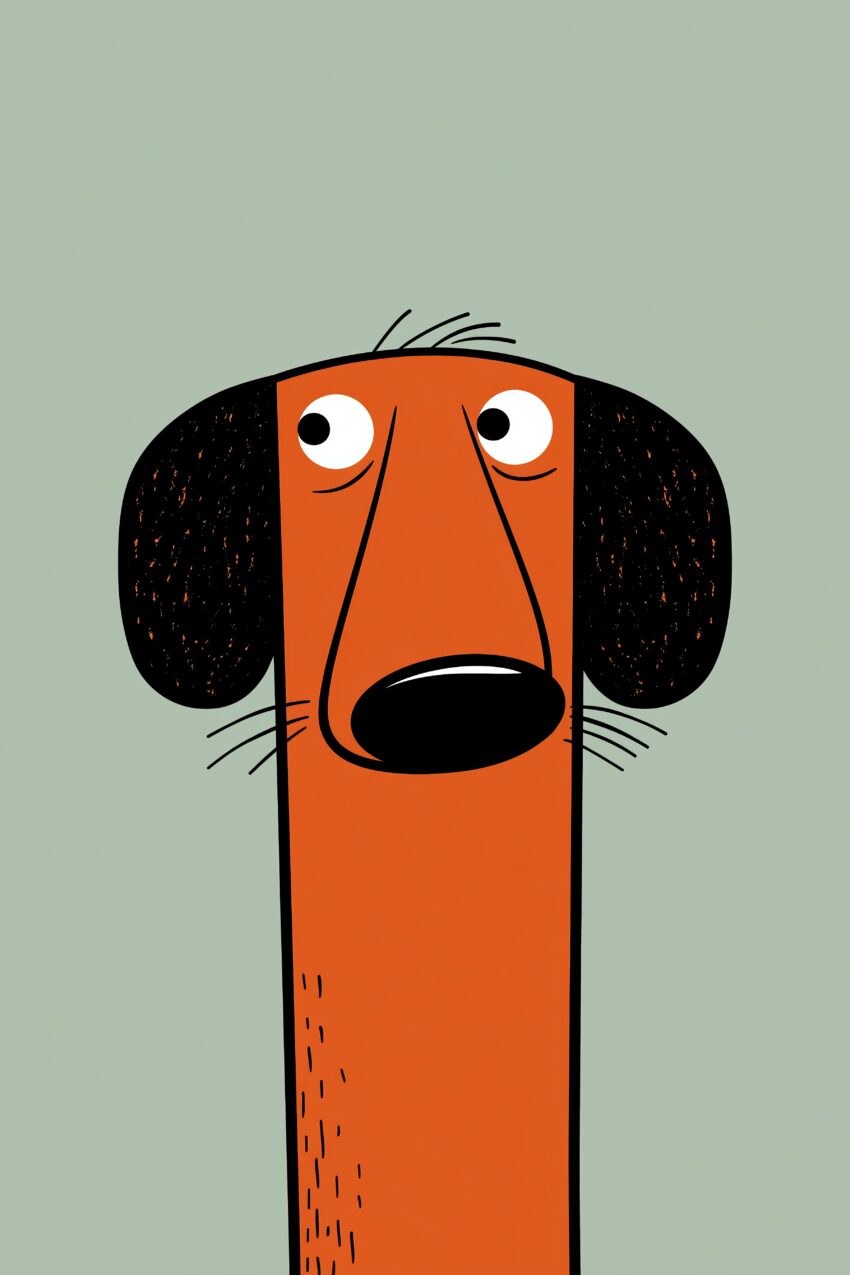 Illustration Poster Hund Kopf orange minimalistisch
