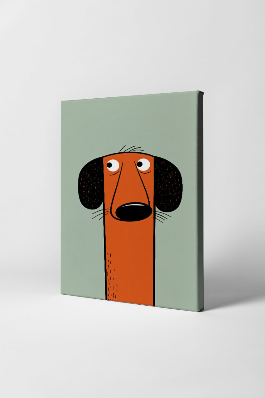 Illustration Poster Hund Kopf orange minimalistisch
