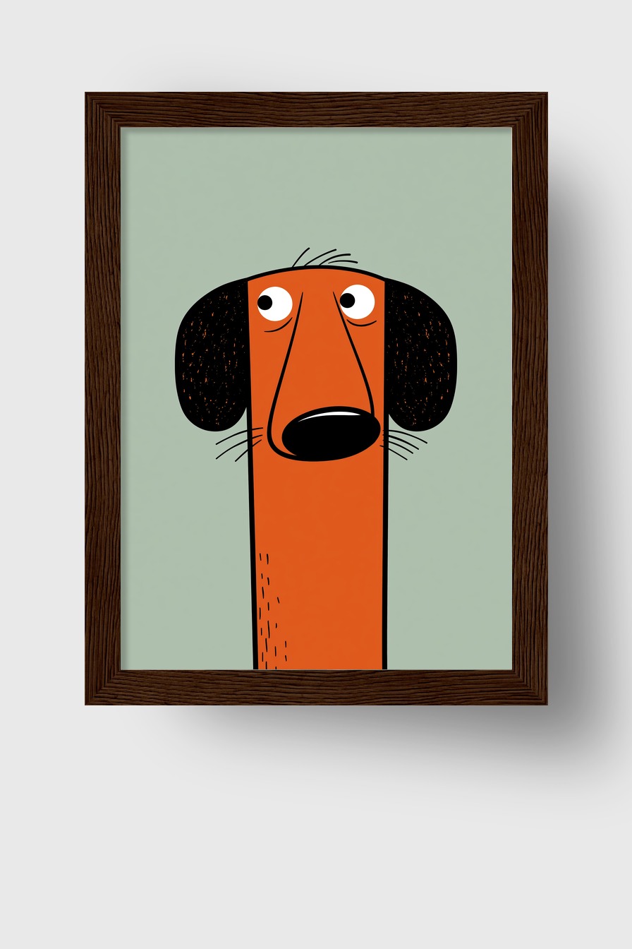 Illustration Poster Hund Kopf orange minimalistisch