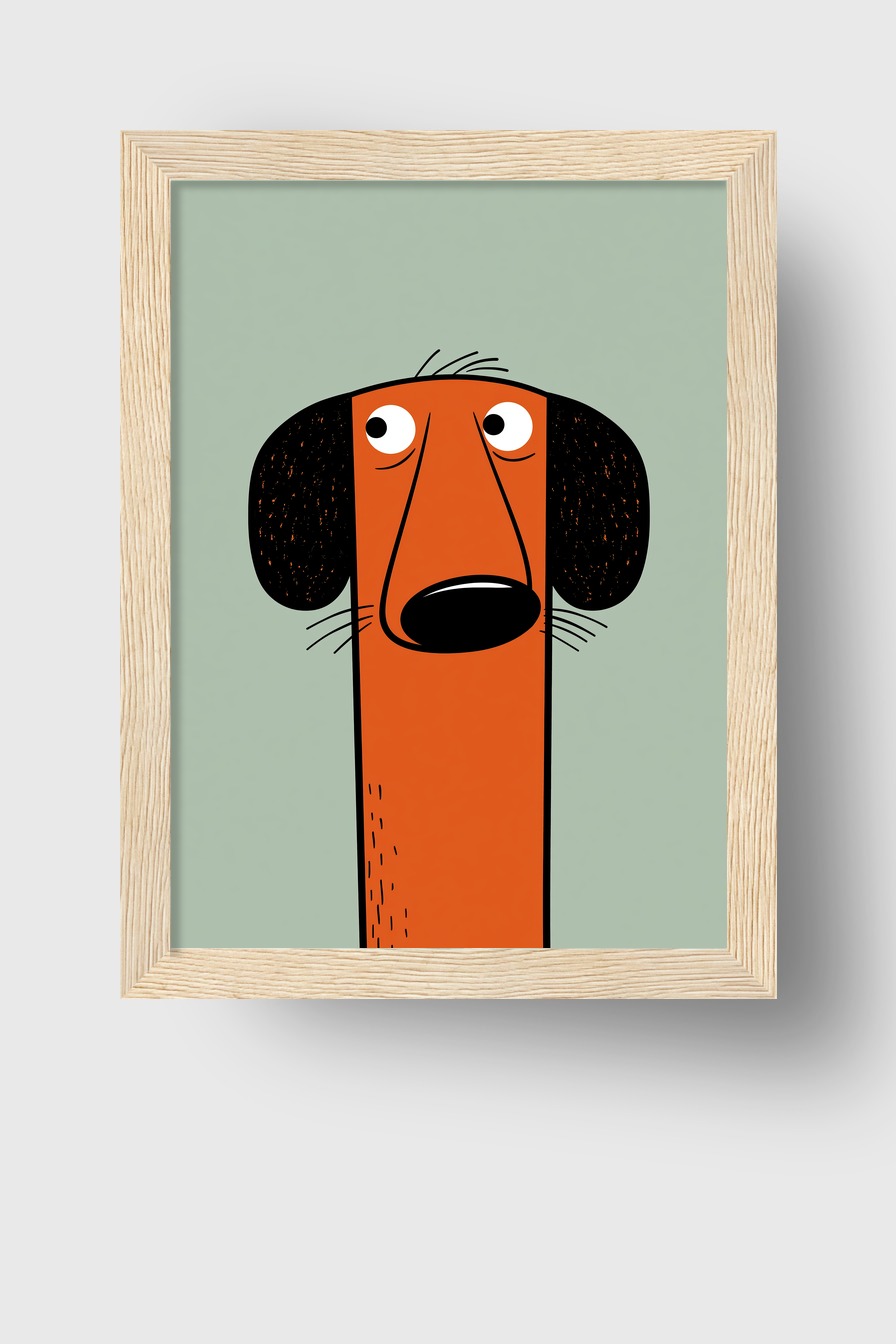 Illustration Poster Hund Kopf orange minimalistisch