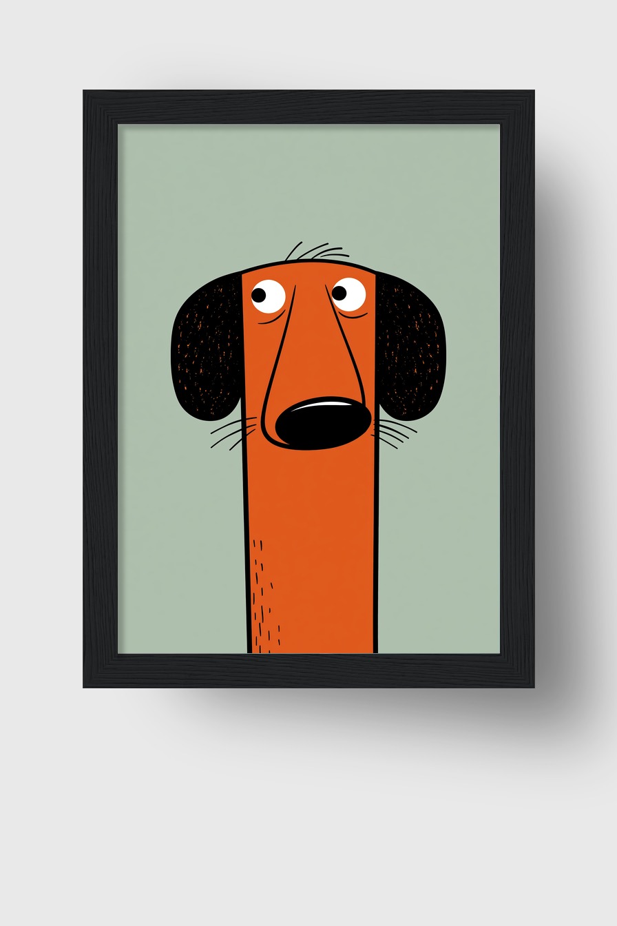 Illustration Poster Hund Kopf orange minimalistisch