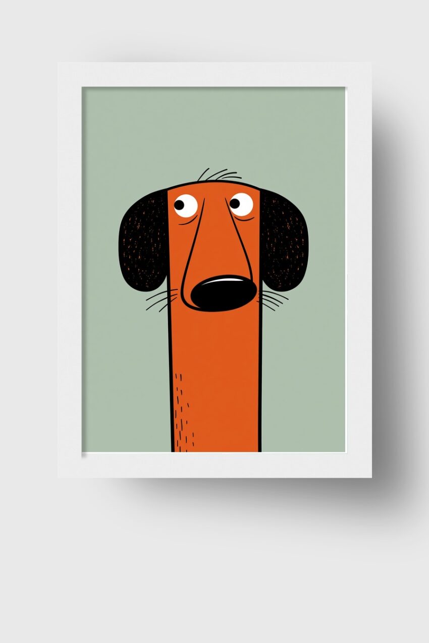 Illustration Poster Hund Kopf orange minimalistisch