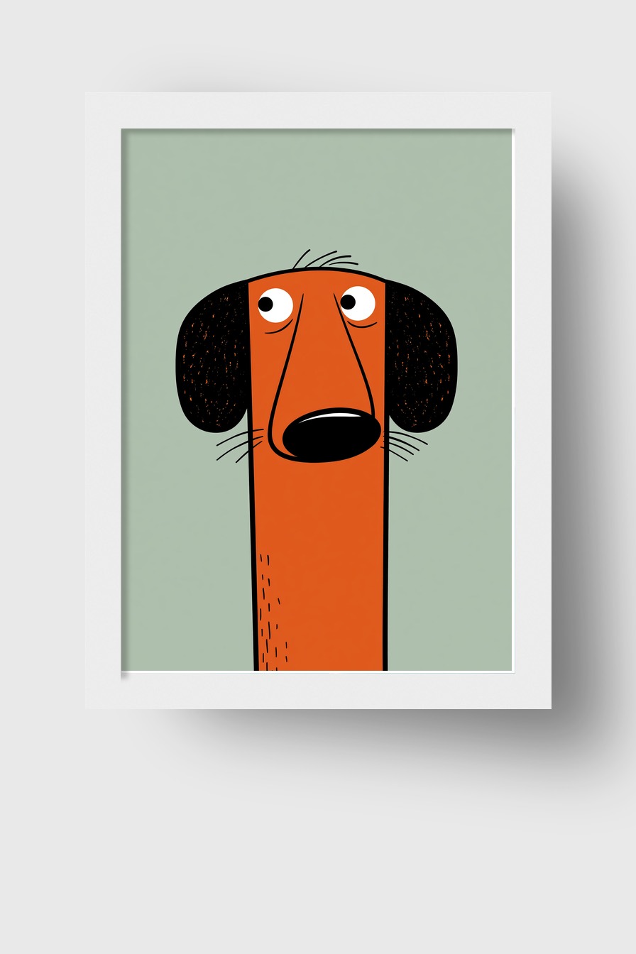 Illustration Poster Hund Kopf orange minimalistisch