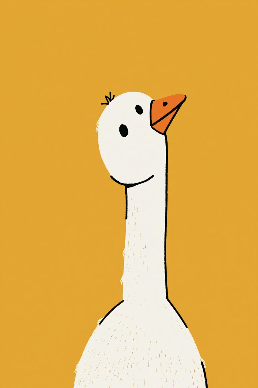 Illustration Poster Gans weiß orange minimalistisch