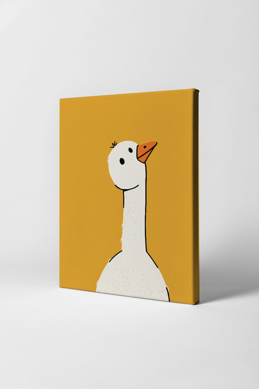 Illustration Poster Gans weiß orange minimalistisch