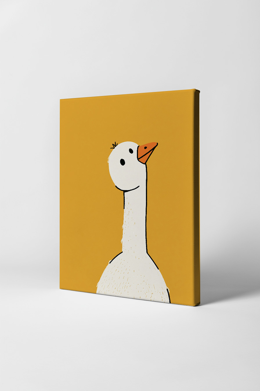 Illustration Poster Gans weiß orange minimalistisch