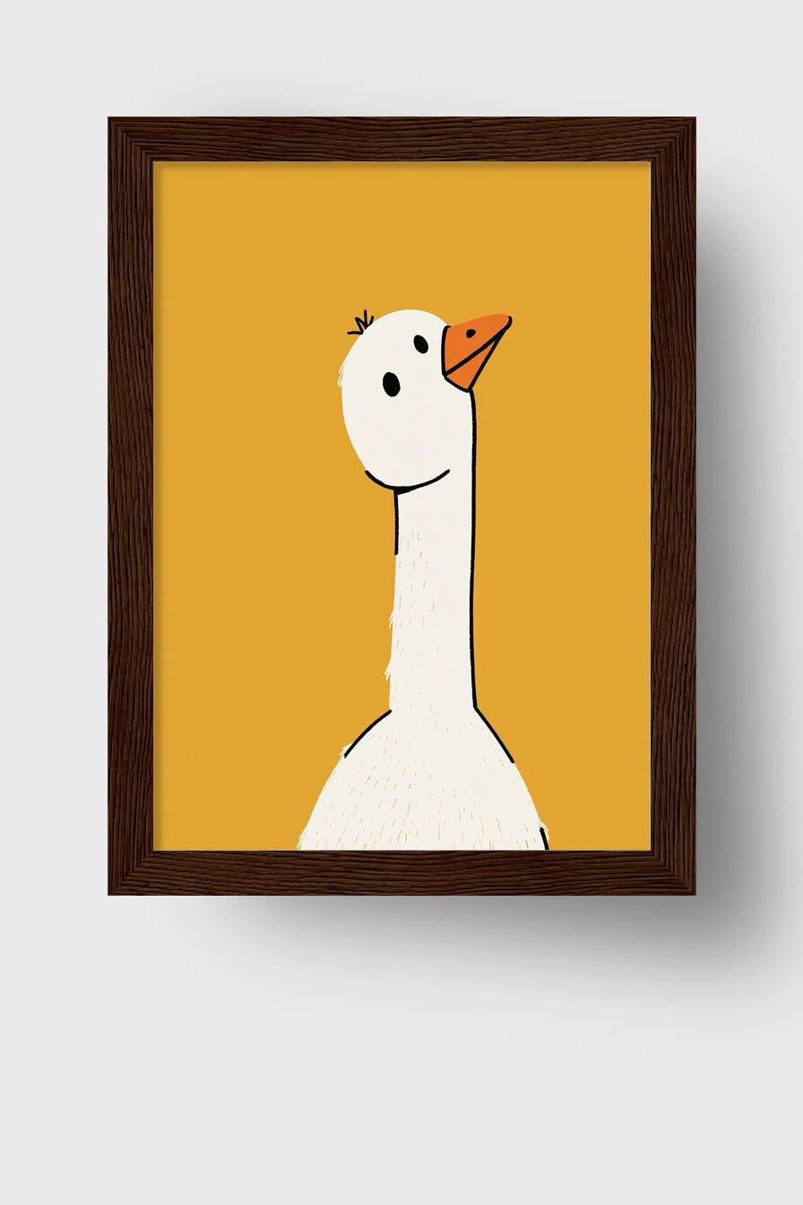 Illustration Poster Gans weiß orange minimalistisch