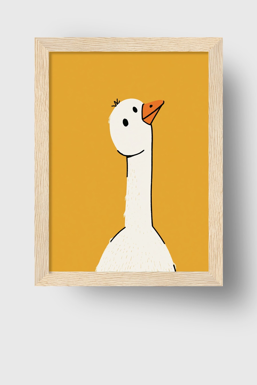 Illustration Poster Gans weiß orange minimalistisch