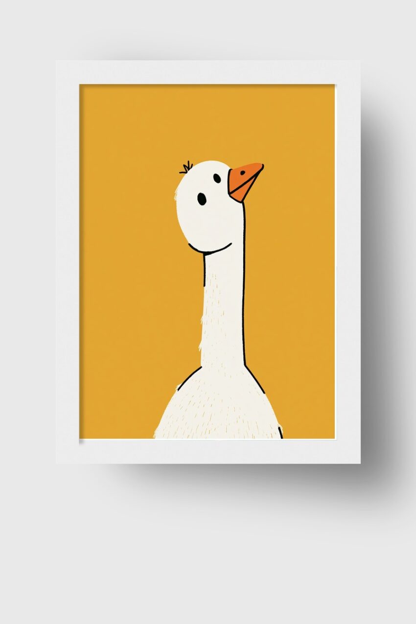 Illustration Poster Gans weiß orange minimalistisch