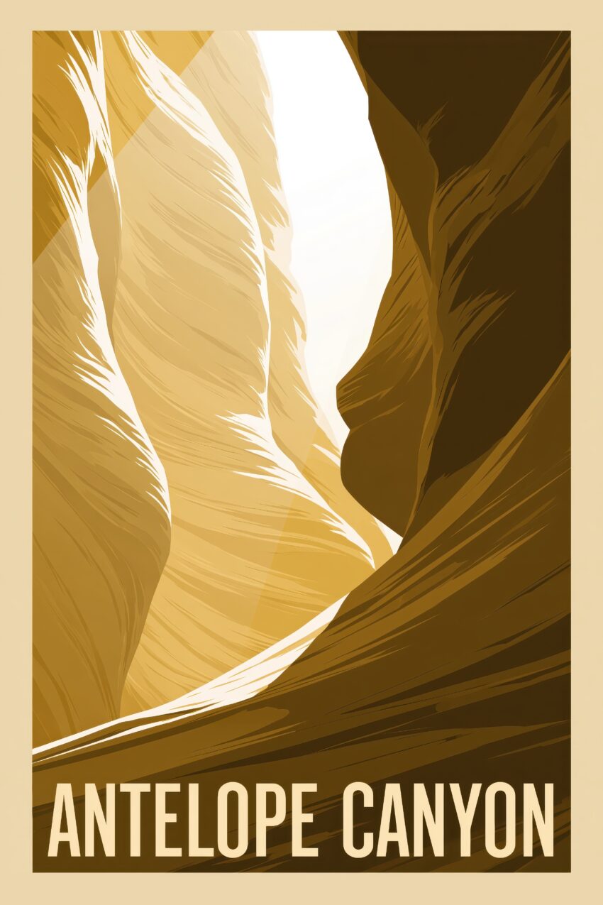 Grafik Poster Canyon Lichtspalt sandfarben braun