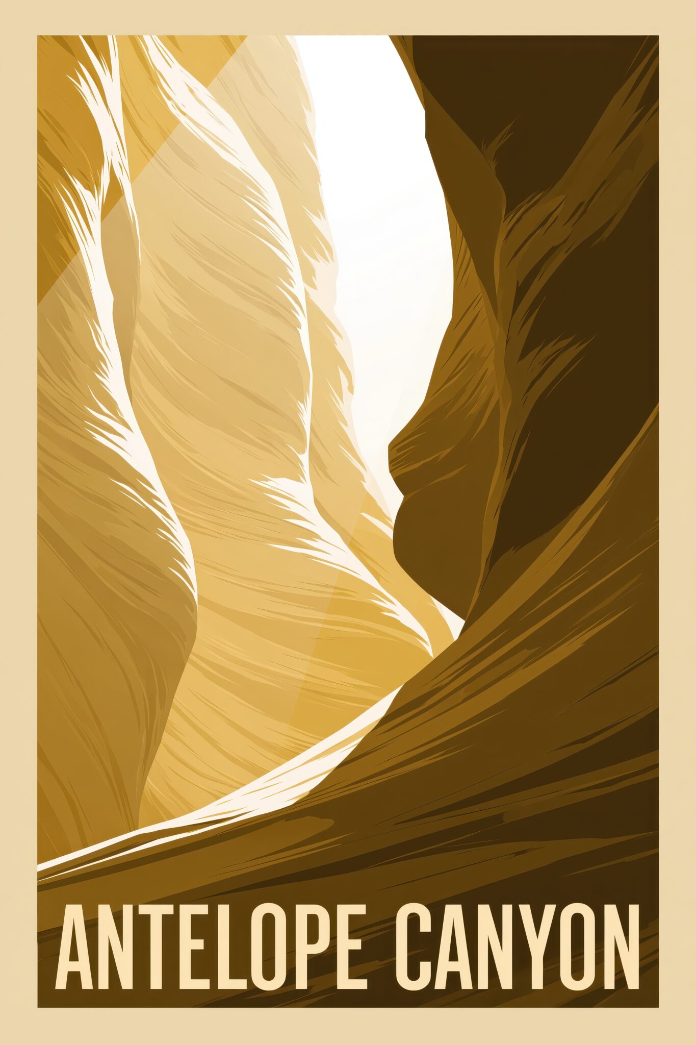 Grafik Poster Canyon Lichtspalt sandfarben braun