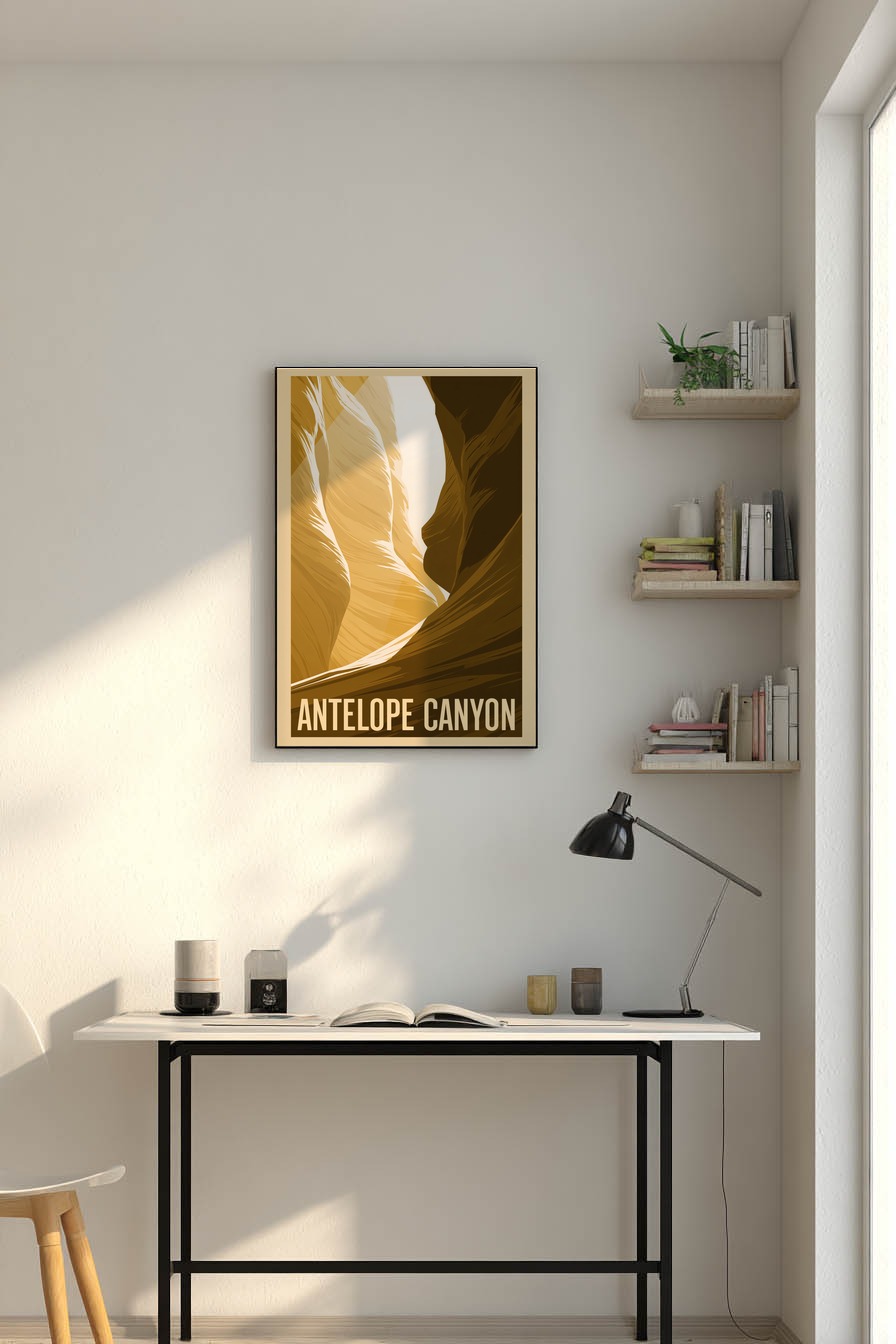 Grafik Poster Canyon Lichtspalt sandfarben braun
