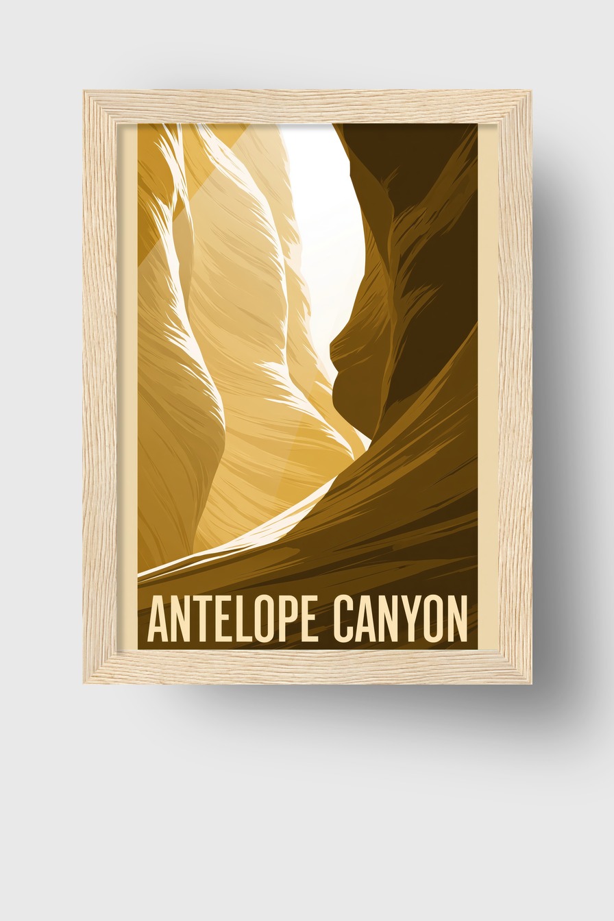 Grafik Poster Canyon Lichtspalt sandfarben braun