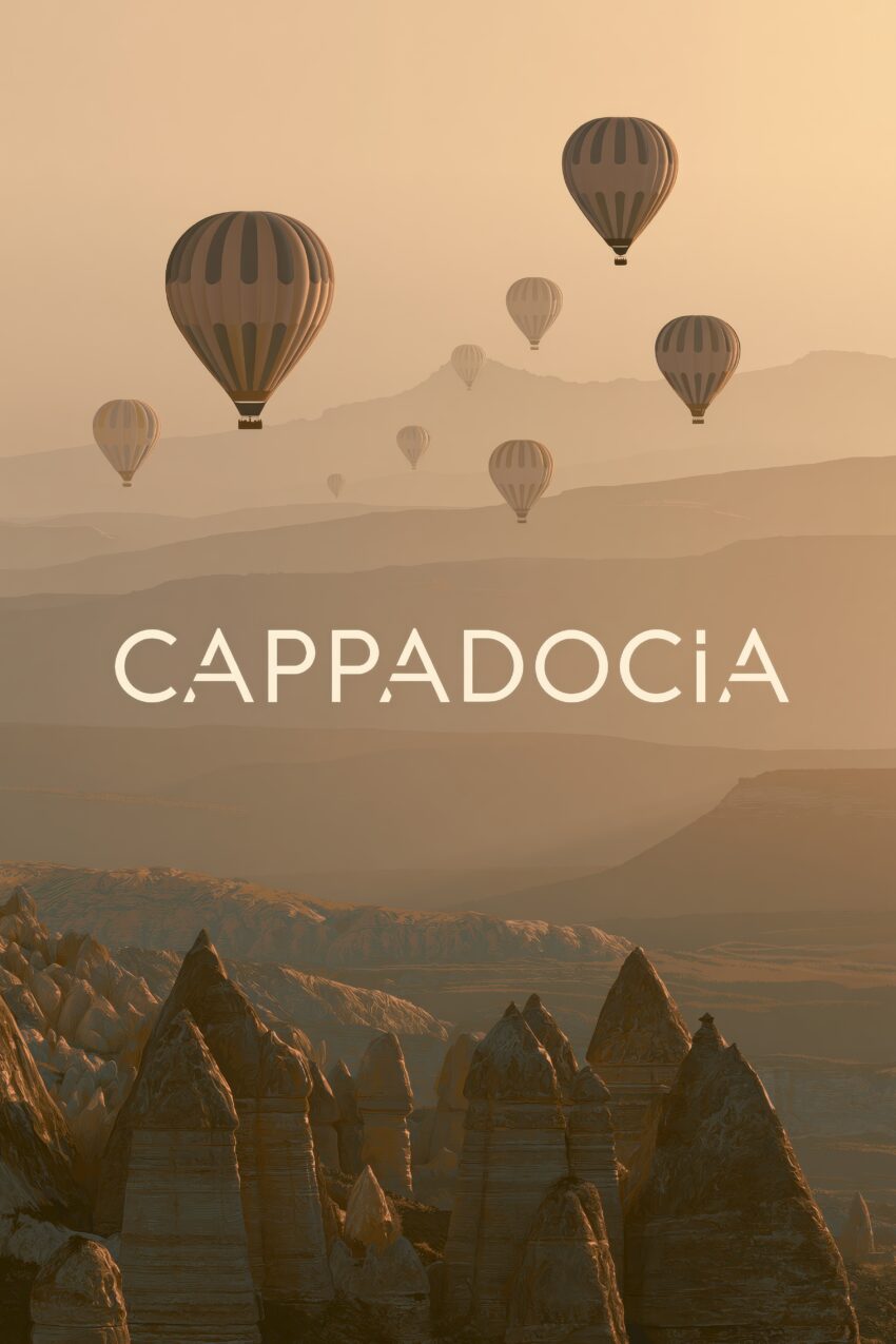 Fotografie Poster Heißluftballon Morgenlicht beige