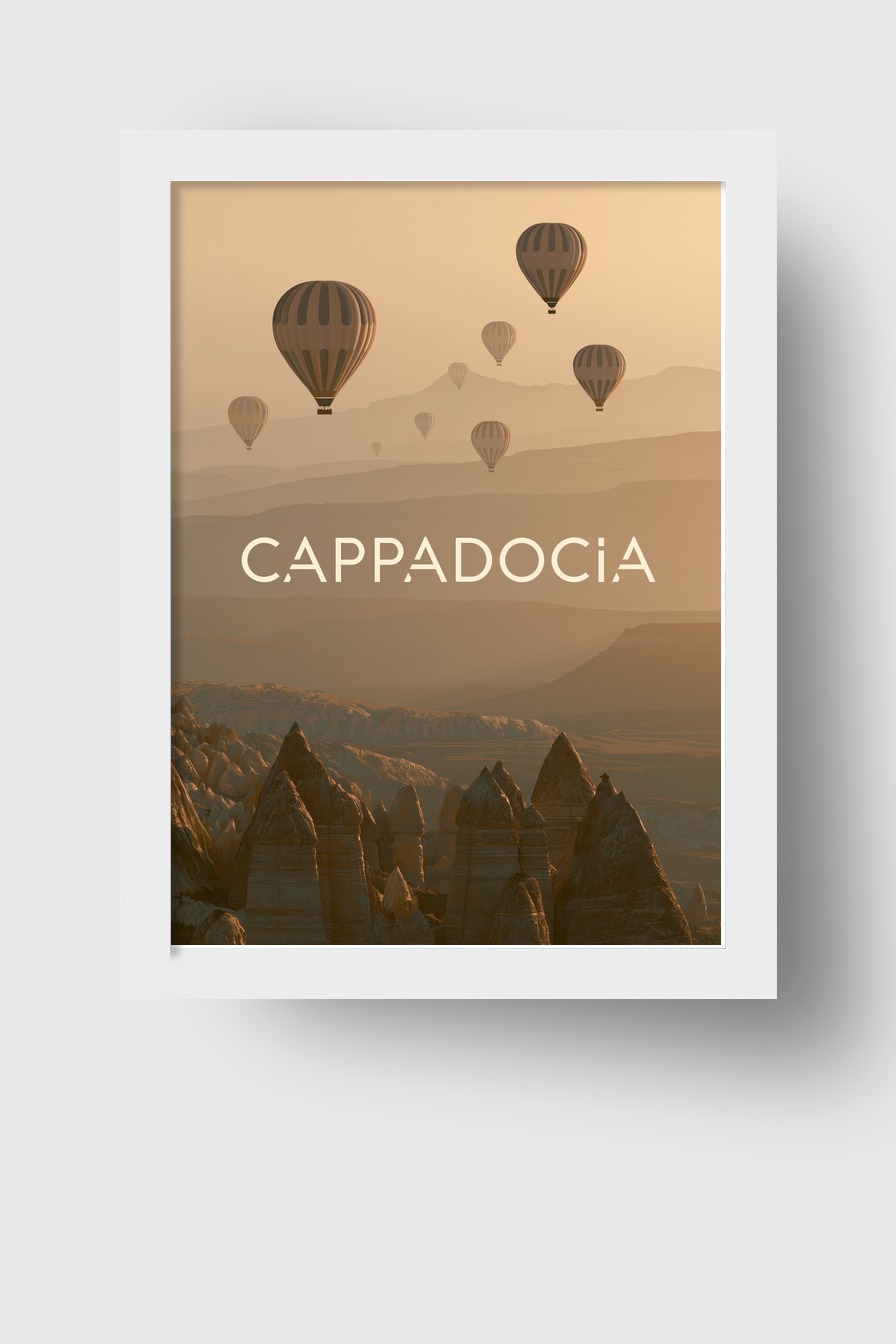 Fotografie Poster Heißluftballon Morgenlicht beige