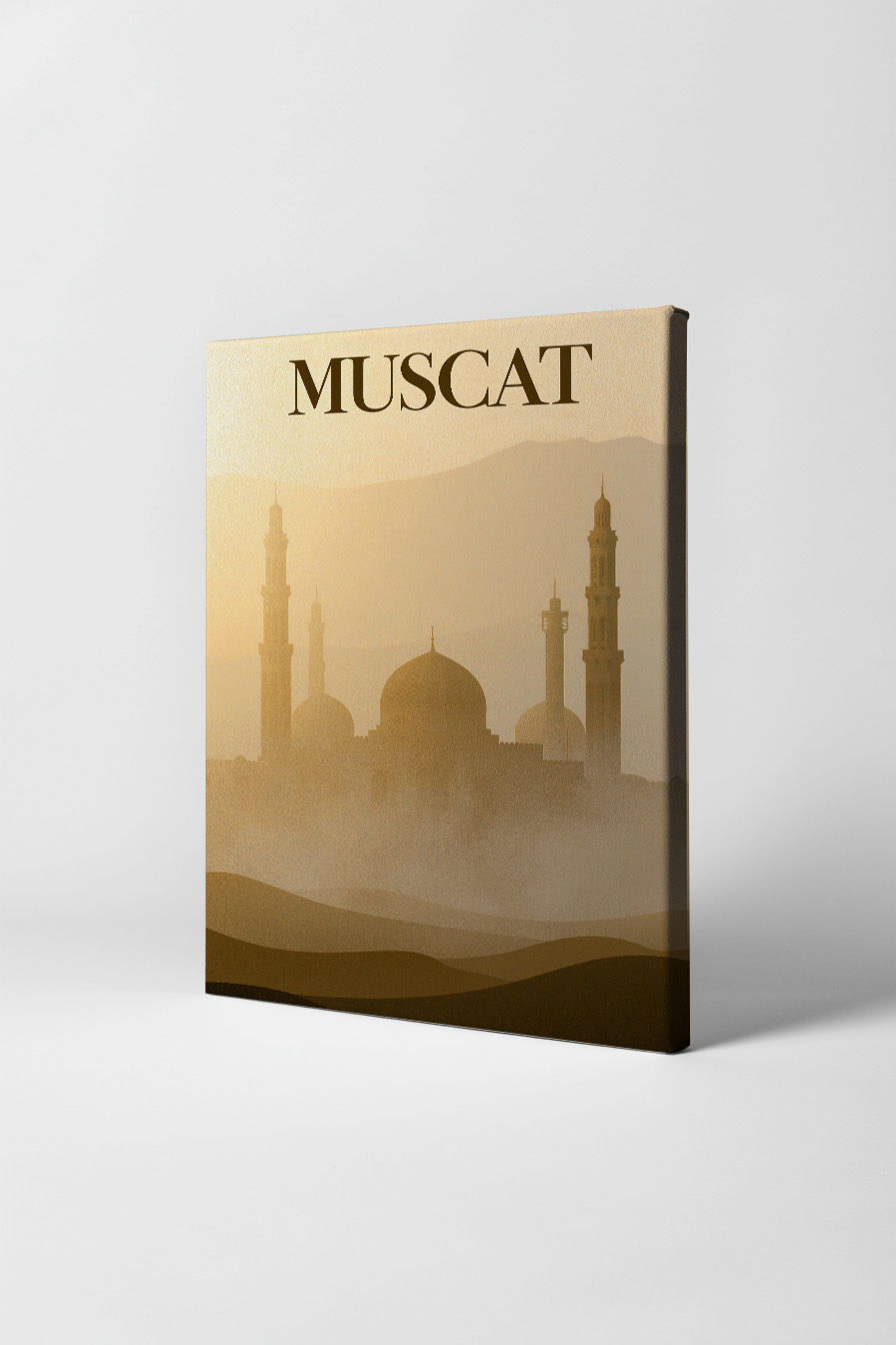 Fotografie Poster Moschee Silhouette Nebel Wüste