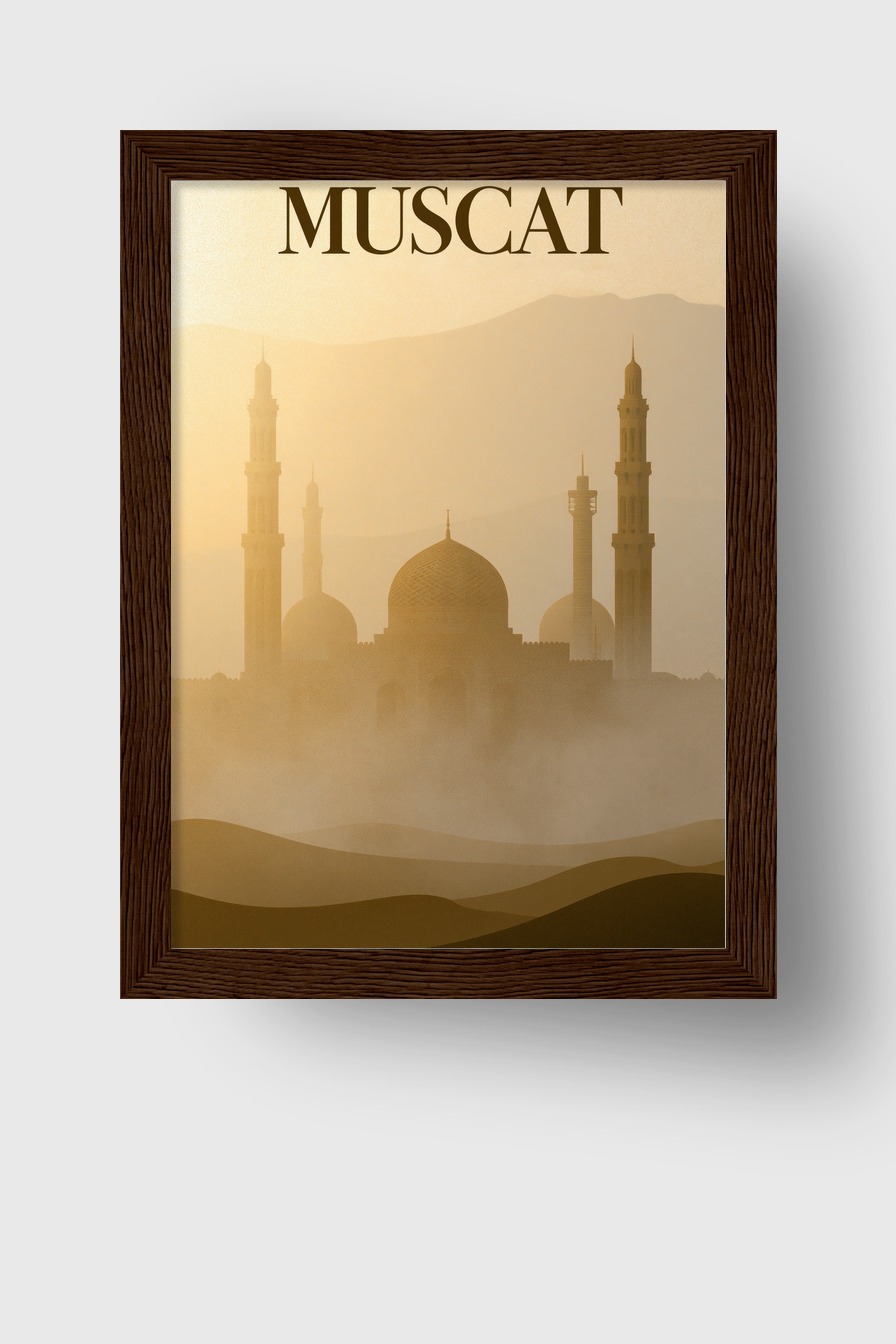 Fotografie Poster Moschee Silhouette Nebel Wüste