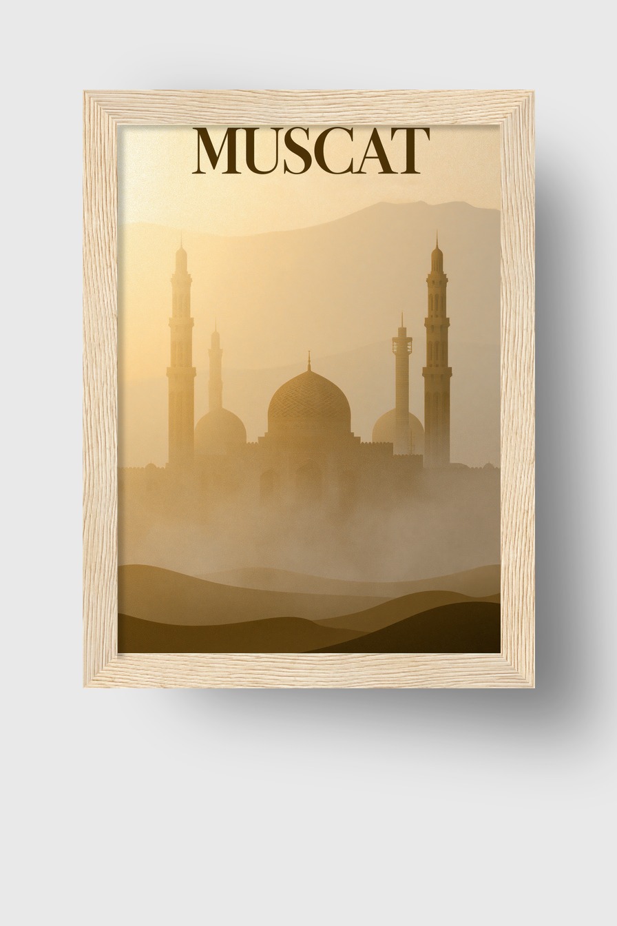 Fotografie Poster Moschee Silhouette Nebel Wüste