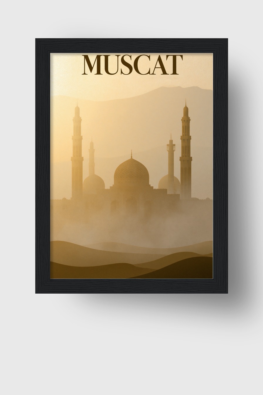 Fotografie Poster Moschee Silhouette Nebel Wüste