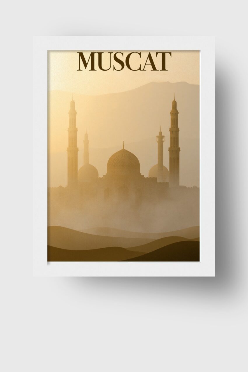 Fotografie Poster Moschee Silhouette Nebel Wüste